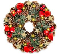 Ziemassvētku vainags LED 30 cm Ziemassvētku vainags, Ziemassvētku vainags priekšdurvīm, Ziemassvētku durvju vainags, Svētku durvju vainaga rotājums iekštelpām un ārpus telpām