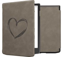 kwmobile Korpuss saderīgs ar Pocketbook InkPad 4 / Color 3 / Color 2 / Vivlio InkPad 4 / InkPad Color 3 Korpuss - mākslīgās ādas vāciņš - Heart Brush Grey