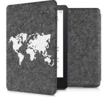 kwmobile Korpuss saderīgs ar Amazon Kindle Paperwhite (11th Gen - 2021) - filca auduma aizsargvāciņš - Travel Outline White Dark Grey