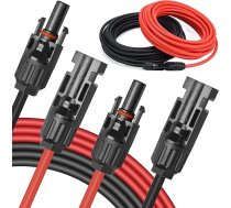 Rhein Beleuchtung saules kabelis 6 mm2 5 m, PV kabelis, saules pagarinātājs ar saules kontaktdakšu, saules adapteris, saules fotoelementu kabelis, sarkans + melns, balkona elektrostacijai, saules panelim, RV (2 x 6 mm² 5 m)