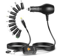 Basicvolt Auto universālais barošanas bloks 12 V 9 V 7,5 V 6 V 5 V 5 V 4,5 V 3 V Auto lādētājs Cigarešu aizdedzinātāja kabelis ar 10 spraudņu adapteri DVD atskaņotājam TV GPS kamerai LED sloksnei ar 5V 2A USB portu, 34W Max