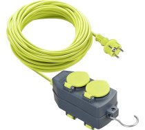 Masterplug 15 m 2 ligzdu āra Schuko pagarinājuma kabelis IP44 Green