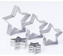Thermohauser cepumu griezēju komplekts (nerūsējošais tērauds) Zvaigzne, gludas/viļņotas malas, 5 gabali, diametrs 6,0 - 16,0 cm, iepakots skārda kārbā glabāšanai
