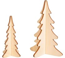 Rayher 46629505 Koka priežu eglīte 2 dabīgas Lielā eglīte 9,2 x 14 cm Mazā eglīte 6,7 x 10 cm FSC sertificēta koka Ziemassvētku rotājums