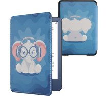 kwmobile Flip Case saderīgs ar Amazon Kindle (2022/2024) Case - eReader Case - Cute Elephant Light Blue Dark Blue Grey