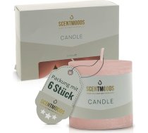 SCENTMOODS Rustic Pillar Candles Set - 6 ar rokām darinātas flamingo sveces - 5 x 5 cm - ilgs degšanas laiks - dabīgs augu vasks bez palmu eļļas - bez aromāta
