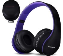 PowerLocus Bluetooth austiņas uz ausīm, bezvadu austiņas, HiFi Stereo, salokāmas austiņas ar mikrofonu, mīkstiem ausu spilventiņiem, Micro SD/TF, FM radio iPhone/Android/Tablet/Laptop (melnas/ violetas)