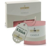 SCENTMOODS Rustic Pillar Candles Set - 6 ar rokām darinātas koraļļu sveces - 5 x 5 cm - ilgs degšanas laiks - dabīgs augu vasks bez palmu eļļas - bez aromāta