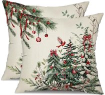 DFXSZ Ziemassvētku spilvenu pārvalki 18 x 18 collu 2 Pack Ziemassvētku eglīte Dekoratīvie spilveni Ziemas Ziemassvētku rotājumi mājas dīvānam 35