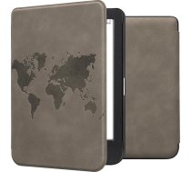 kwmobile Korpuss saderīgs ar Kobo Clara BW/Clara Colour/Tolino Shine (5) / Shine Colour Case - Mākslīgās ādas pārvalks - Travel Outline Grey