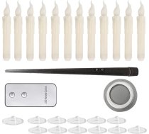 12 LED peldošās sveces, peldošās sveces ar nūjiņu, nedegošas sveces Helovīna dekorēšanai, mirgojošas, karājas, lidojošas sveces mājai, Ziemassvētku dekorēšanai, baznīcas kāzu dekorēšanai.