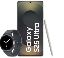Samsung Galaxy S25 Ultra AI viedtālrunis ar Galaxy AI, 12GB RAM, 1TB atmiņa, titāna melns, 3 gadu ražotāja garantija + Galaxy Watch8 viedpulkstenis