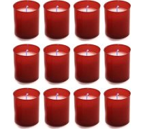 AROMATIS - 12 x sarkanas sveces 6,5 x 4,7 cm (diametrs) - votas svece - liturģiskās sveces vēlmes - degšanas laiks 24 stundas