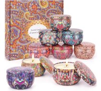 Sveču aromātiskās sveces stiklā - 9 aromātisko sveču komplekts, dāvanas sievietēm, mazas dāvanas sievietēm, dzimšanas dienas dāvanas viņai, aromātisko sveču komplekts, tējas sveces ar 100% dabīgu sojas vasku