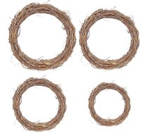 4 gabali Ziemassvētku vainaga gredzens, sausais rotangpalmas vainags, ar rokām pīti gredzeni, rotangpalmas vainags Ziemassvētkiem, Helovīnam, DIY vainagu veidošanai (15cm, 20cm, 25cm, 30cm)