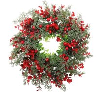RoadLoo Mākslīgais Ziemassvētku vainags, egļu vainags, Durvju vainags, Ziemassvētku ogu vainags, Ziemas vainags, Dekoratīvais vainags, Adventes vainags, Ziemassvētku ziemas vainags, Iekštelpu, āra rotājumi, 35 cm