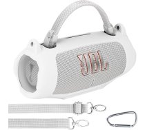 Lebakort JBL Charge 6 pДЃrnД“sДЃjamДЃ skaДјruЕ†a silikona futrДЃlis ar plecu siksnДЃm un alpД«nisma sprДЃdzi (balts)