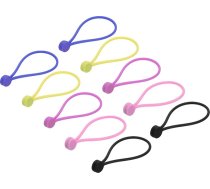 QUARKZMAN Magnētiskie kabeļu skavotāji, 7,5 collas x 0,5 collas, rozā sarkana, magnētiskie kabeļu organizatori, kabeļu saites, atkārtoti lietojamas kabeļu saites mājai, virtuvei, birojam, 10 gab. iepakojumā