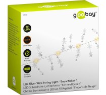 goobay 57948 LED pasaku gaismas ar taimera funkciju Baterijas funkcija Sniegpārsliņas LED iekarināšanai - Pasaku gaismas iekštelpām ar 10 LED 3000 K IP20, sudraba krāsā, caurspīdīgas