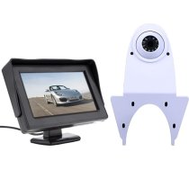 Aizmugures skata kamera Automašīnas aizmugures skats ar nakts redzamības ūdensnecaurlaidīgu atpakaļgaitas sistēmu + 4,3 collu LCD automašīnas monitors Mercedes Sprinter Viano Vito Transit Ducato VW Crafter T5 (Modelis 1 = balta kamera + 4,3 collu