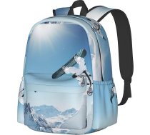 Hgbbdyyjjj Snovborda mugursoma, personalizējama, studentiem, 43 cm, viegla, ar klēpjdatora kabatu un sānu kabatu, melna , viens izmērs