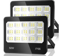 ANNIFUNLY LED āra prožektors, 2 gab., 50 W, 5000 lm, īpaši spilgts āra prožektors, 6500 K vēss balts LED āra prožektors, IP66 ūdensizturīgs lukturis garāžai, dārzam, pagalmiem, darbnīcām