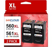 560XL 561XL kasetnes, kas saderīgas ar Canon printeru kasetņu 560 561 XL komplektu, PG-560XL CL-561XL multipakete Pixma TS5350i TS5351 TS5352 TS5353 TS7450 TS7451 | 1 melna + 1 krāsaina