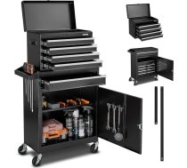 VEVOR darbnīcas ratiņi, 2 in 1 dizaina instrumentu ratiņi ar 5 atvilktnēm un noņemamu metāla instrumentu kasti, bloķēšanas stieni, aizsargplāksni un instrumentu statīvu, garāžas organizators noliktavai, darbnīcai un darbnīcai