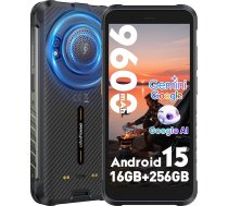 Ulefone RugKing āra mobilais tālrunis 9600 mAh Android 15 16 GB + 256 GB/2TB, 50 MP + 8 MP 5,99" HD+ 120 Hz AI viedtālrunis bez līguma, 126 dB skaļrunis, lukturītis OTG/NFC/GPS/IP68/IP69K