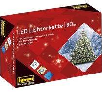 Idena 8325058 LED gaismas ķēde ar 80 LED silti baltā krāsā, ar 8 stundu taimera funkciju, svinībām, Ziemassvētkiem, dekorēšanai, kāzām, kā garastāvokļa gaismai, apmēram 15,9 m