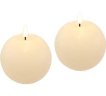 LED bumbiņu sveču komplekts ar 2 īsta vaska svecēm, kas darbojas ar akumulatoru, reālistiska liesma ar taimera funkciju Apaļas dekoratīvās sveces Adventes vainagam vai atsevišķām īsta vaska svecēm Mirgojoša stabiņa svece Adventes sveces