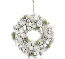 com-four® Durvju un galda vainags Ziemassvētkiem, balts adventes vainags ar mirdzumiem, dekoratīvs