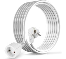 CILIA pagarinātājs 250V/16A 3680W ar Schuko kontaktdakšu 90° F tipa - pagarinātājs ar zemējuma aizsardzību, aizsardzība pret triecieniem mājoklim / birojam (TV, dators, projektors, sadzīves tehnika) (SH-16-White, 5m)