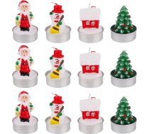 12 Ziemassvētku tējas lukturu sveču komplekts Ziemassvētku sveces Ziemassvētku sveces Ziemassvētku vecīša Sniegavīrs Ziemassvētku eglīte Ziemassvētku eglīte Tējas lukturu sveču komplekts Dekoratīvās sveces iekštelpām Āra kempinga ball