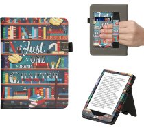 kwmobile Flip Cover saderīgs ar Amazon Kindle Paperwhite (11th Gen - 2021) - Futrālis ar siksniņu bibliotēkas tematikai Multicoloured