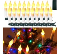MOLVCE 2m 20stk LED Weihnachtsbaumkerzen Warmweiße, Batteriebetriebene Flammenlose Flackern Weihnachtskerzen mit 8 Modi, Timer und Batteriebox, Christbaumkerzen Lichterkette LED Kerzenform