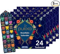 Pukka Feel-good kalendārs, "zilais", organiskā zāļu tēja, videi draudzīga, bez šokolādes, adventes kalendārs, 5 x 24 tējas maisiņi, 12 tējas veidi