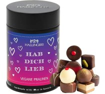 Hallingers Hab Dich Lieb - Vegānu ražošana Šokolāde Dāvanu roku darbs Daļa ar spirtu no vegānu šokolādes (skārda) - dāvanu idejas Ziemassvētki un dāvanas Adventes kalendārs Pateicība Jubileja Gen
