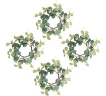 Toyvian imitēts eikalipta vainags, 15 cm, elegants sveču riņķis staba svecēm un galda dekorēšanai, ideāls kāzām un ballītēm, augstas kvalitātes zīda lapas