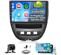 Roinvou 4+64G Auto Radio Android 15 priekš Peugeot 107/Citroen C1/Toyota Aygo 2004-2014 Bezvadu Carplay Android Car, Touch Screen Radio 10" ekrāns WiFi GPS Bluetooth 32EQ FM/RDS SWC atpakaļgaitas kamera