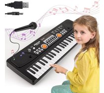 Bērnu klavieru klaviatūra, 49 taustiņi Elektroniskās klavieres ar mikrofonu Pārnēsājamā mūzikas klaviatūra Mūzikas instruments Klavieru dzimšanas diena Ziemassvētku dāvanas vecums 3-12 gadi Meitenes Zēni