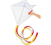 Günther Flugspiele Paint Your Kite 30120 Vienlīnijveida pūķis, komplekts no 4 elementiem, katrs 69 x 69 cm, bērnu pūķis krāsošanai, āra rotaļlieta bērniem no 4 gadu vecuma, komplektā ietilpst rokturis un pūķa aukla