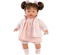 Llorens 1013356 33 cm Vera lelle ar brūniem matiem un brūnām acīm Mīkstā ķermeņa zīdaiņa lelle ar rozā trikotāžas tērpu