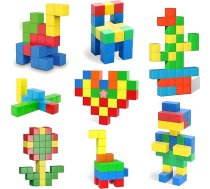 AOMIKS 57 gab. magnētiskie klucīši STEM magnētiskie konstruktori, 3D izglītojošas celtniecības rotaļlietas pirmsskolas vecuma bērniem, mācību klucīši meitenēm un zēniem, krāsaina dzimšanas dienas dāvana no 3 gadiem