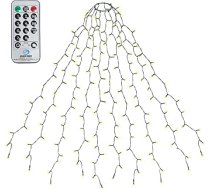 SALCAR 1,5 m Ziemassvētku eglītes apgaismojums ar gredzenu un 10 virtenēm, 250 LED gaismas diodes ar tālvadības pulti, ūdensizturīgas pasaku gaismiņas Ziemassvētku eglītei no 90 cm līdz 150 cm eglītei, silti balts