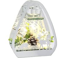Stikla tējas gaismas turētājs ar sveces LED gaismu Egles zari Ziemassvētku eglīte Sveces turētājs Dekoratīvs priekšmets Lamp Mood Light Ziemassvētku dekorēšana Ziemassvētku stikla dāvana Dekoratīvs priekšmets Ornaments 3D