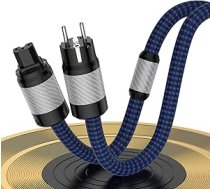 HiFi barošanas kabelis High-End 4N OFC barošanas kabelis C15 3-pin kontaktdakšu spraudnis, izgatavots no oglekļa šķiedras, augstas kvalitātes neilona pinuma barošanas kabelis zemfrekvences skaļruņiem, pastiprinātājiem, DAC/DVD, HiFi ierīcēm