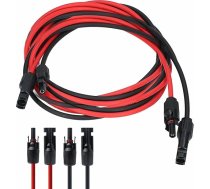 6 mm²/4 mm² saules kabeļa pagarinājums - IP67 MC-4 kabelis fotoelementu saules paneļiem - 1 pāris (sarkans un melns) XLPE izolācija - 0,5 M/1 M/2 M/3 M/4 M/5 M (5M, 6 mm²)