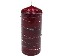 Eleganta galda sveces, galda sveces, dekoratīvās sveces, vaska sveces ar dārgakmeņu motīvu, dekoratīvās sveces ar bļodu kā stabiņa sveces augstums 16 x 7 cm diametrs, sudraba svītra, bordo krāsā