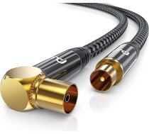 CSL 5 m antenas kabelis leņķveida ar pinumu 8k 4k HDTV 5 m antenas kabelis 90° leņķa savienojums ar taisnu savienotāju 75 Ohm Piemērots TV HDTV radio DVB-T2 DVB-S DVB-S2 DVB-S2 leņķveida kontaktdakša